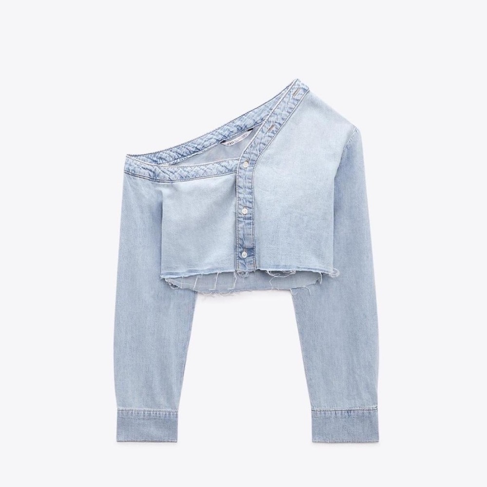 Zara TRF Asymmetric Denim Shirt